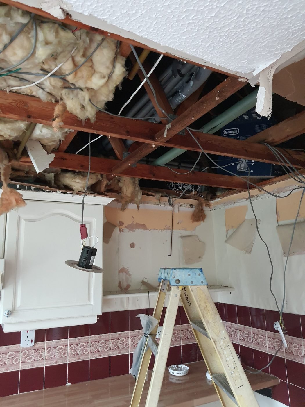Ceiling opened after a water leak investigation